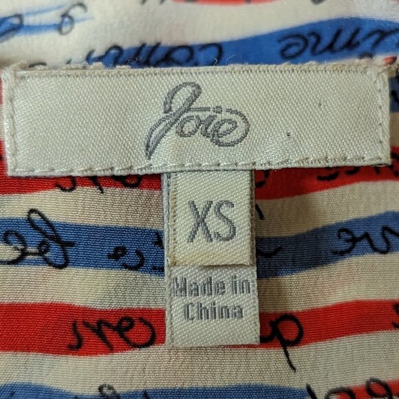 Joie blue red blue french love Silk blouse XS - Picture 4 of 5